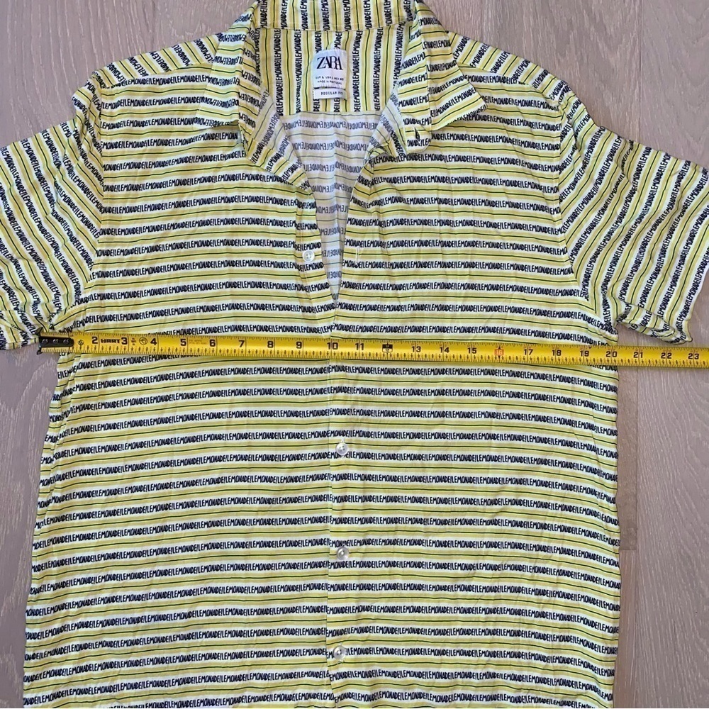 ZARA Slogan Print Button Down Short Sleeve. Men’s large - Picture 6 of 10